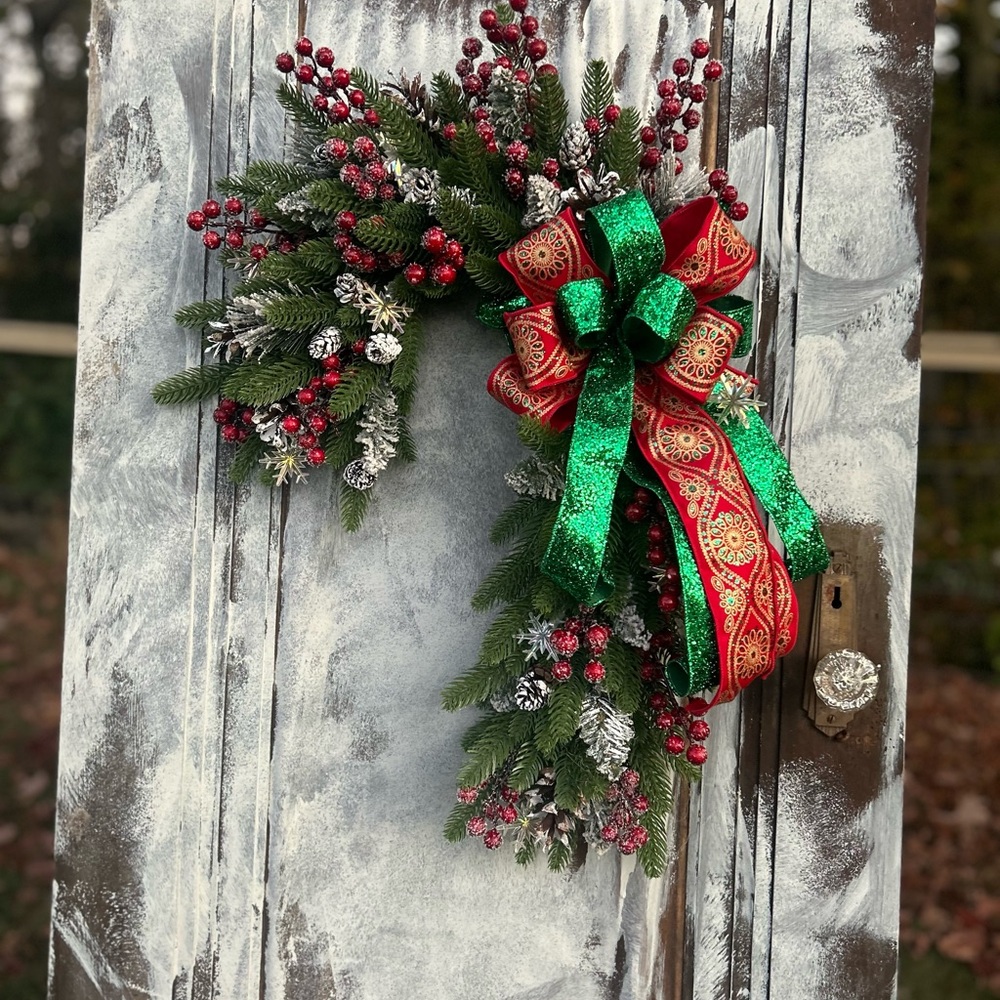 Festive Holiday Wreath with Red and Green Accents